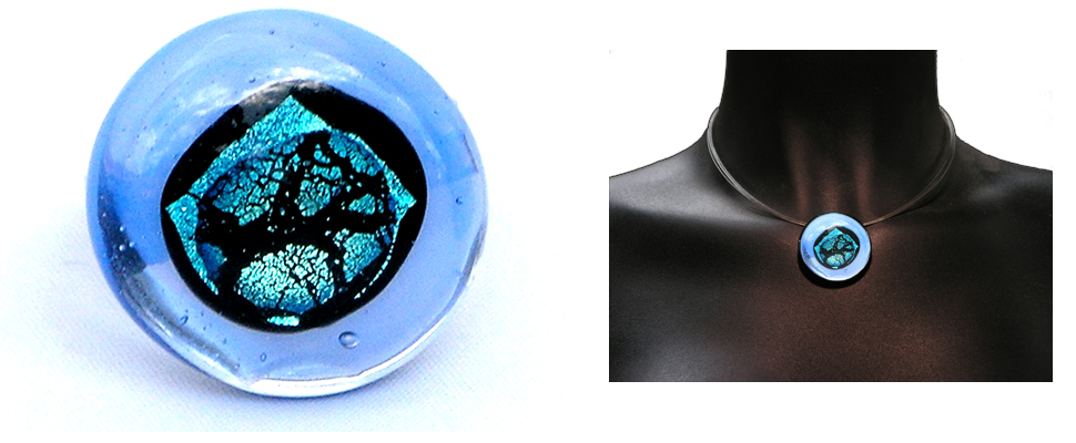 modeschmuck halskette aus glas farbe aqua hellblau